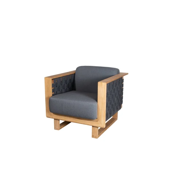 Cane-line Fauteuil lounge Angle Dark grey, teak