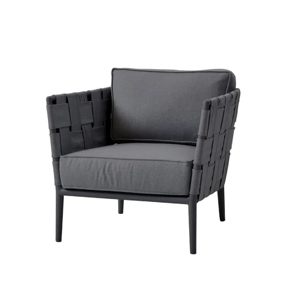 Cane-line Fauteuil lounge Conic Gris, incl. coussins