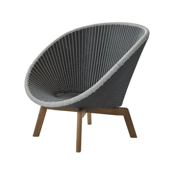 Cane-line Fauteuil lounge Peacock Weave Grey/Light grey, pieds en teck