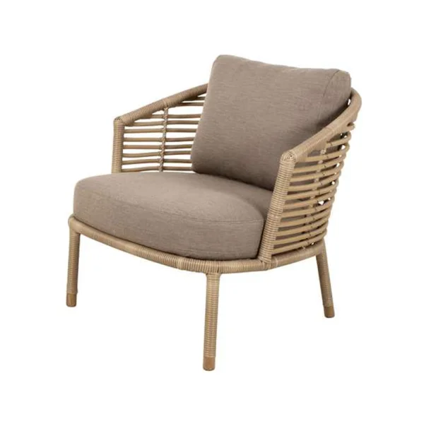 Cane-line Fauteuil Sense Lounge Cane-Line Natté taupe, naturel, incl coussins taupe