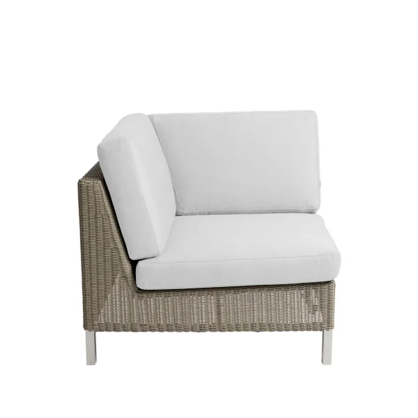 Cane-line Pièce d'angle Connect Taupe, section d'angle, coussins blancs