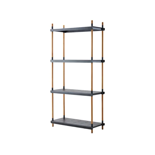 Cane-line Système d'étagères Frame Lava grey, complet, teck