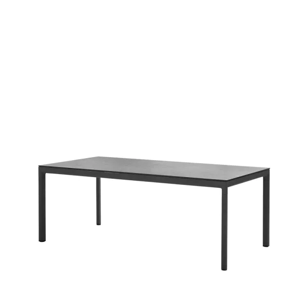 Cane-line Table à manger Drop Fossil black-support en aluminium lava grey 100x200cm