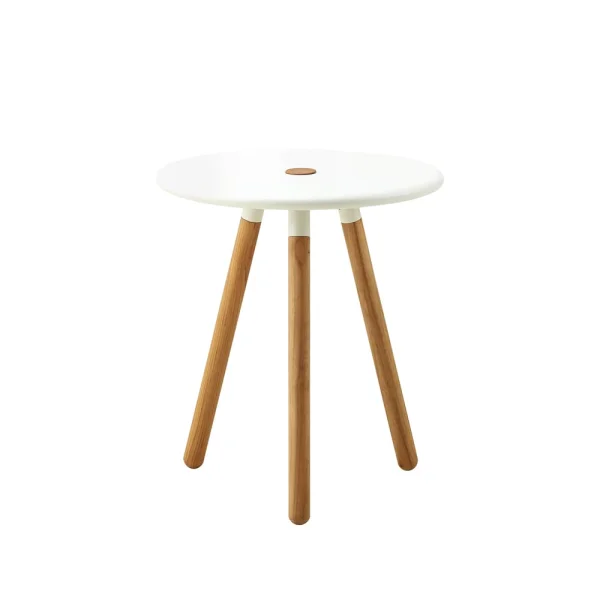Cane-line Table/tabouret Area Ø40 cm White, pieds en teck