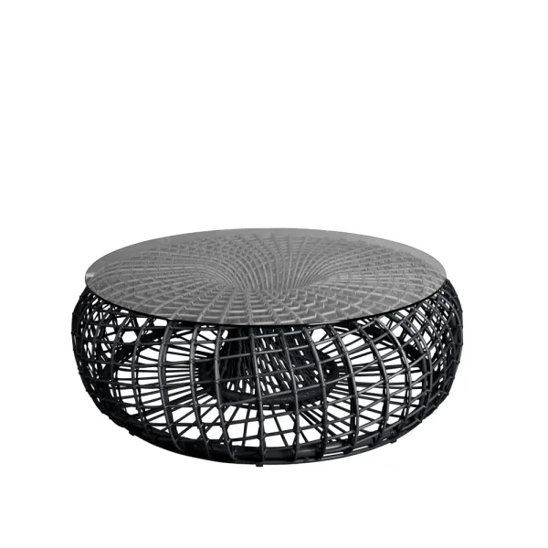 Cane-line Table/tabouret Nest Lava grey, grand, incl. plateau en verre