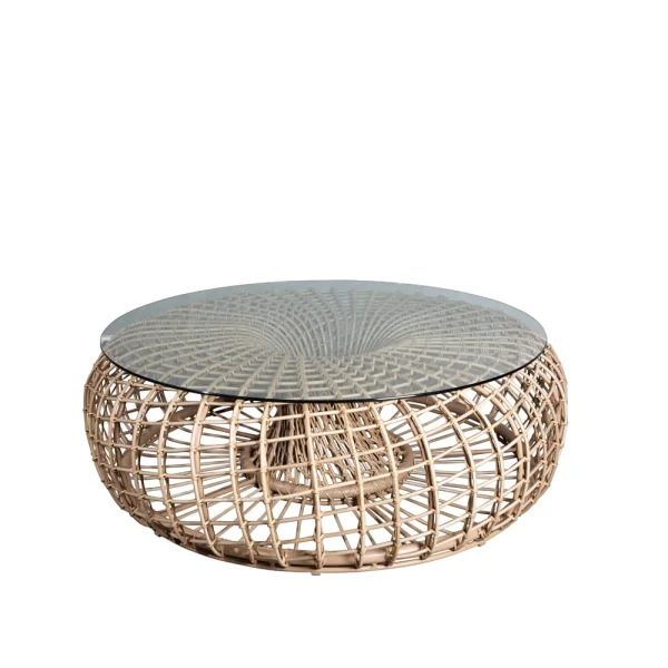 Cane-line Table/tabouret Nest Naturel, grand, incl. plateau en verre