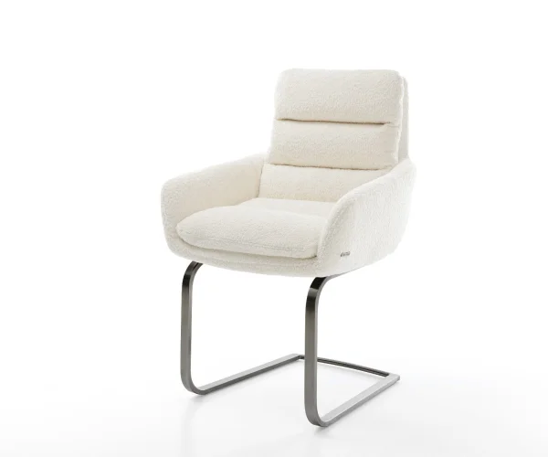 Cantilever Abelia-Flex avec accoudoirs bouclé blanc pied cantilever plat grafiete