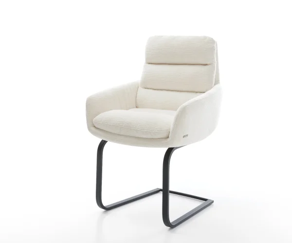 Cantilever Abelia-Flex avec accoudoirs bouclé doux beige pied cantilever plat noir