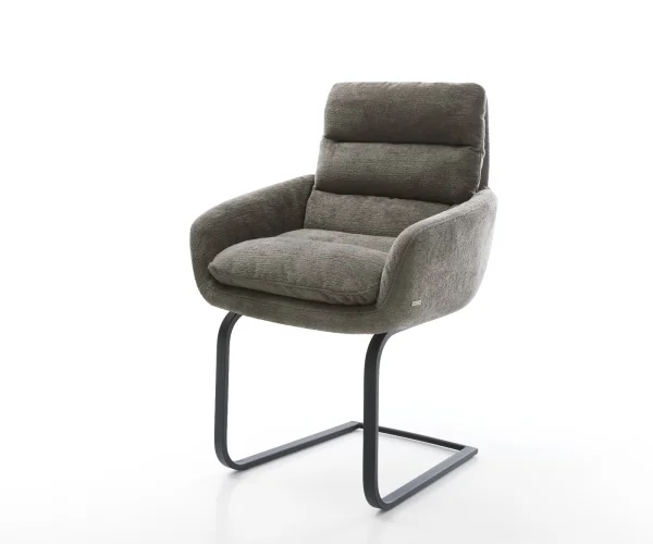 Cantilever Abelia-Flex avec accoudoirs bouclé doux couleur boue pied cantilever plat noir