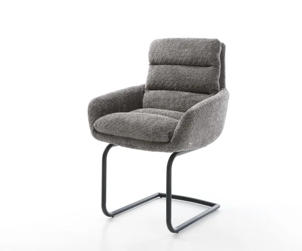 Cantilever Abelia-Flex avec accoudoirs bouclé gris pied cantilever rond noir