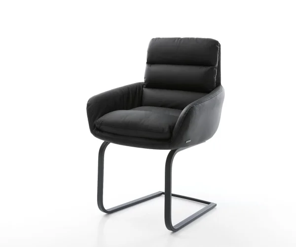 Cantilever Abelia-Flex avec accoudoirs cuir véritable noir cantilever plat noir