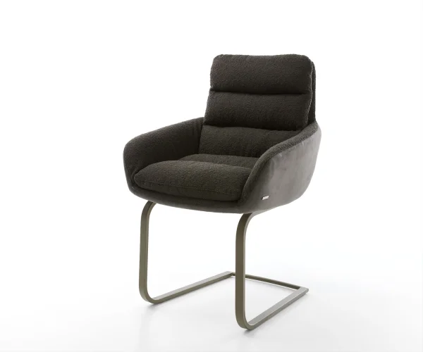 Cantilever Abelia-Flex avec accoudoirs tissu mixte noir pied cantilever plat aspect titane