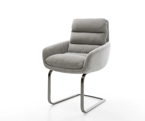 Cantilever Abelia-Flex avec accoudoirs tissu structuré doux gris pied cantilever plat grafiete