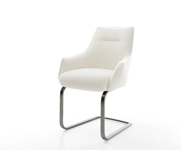 Cantilever Alja-Flex avec accoudoirs bouclé doux beige pied cantilever plat grafiete resorts ensachés