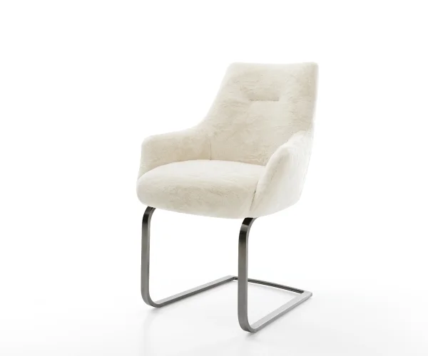 Cantilever Alja-Flex avec accoudoirs peluche crème-blanc pied cantilever plat grafiete resorts ensachés