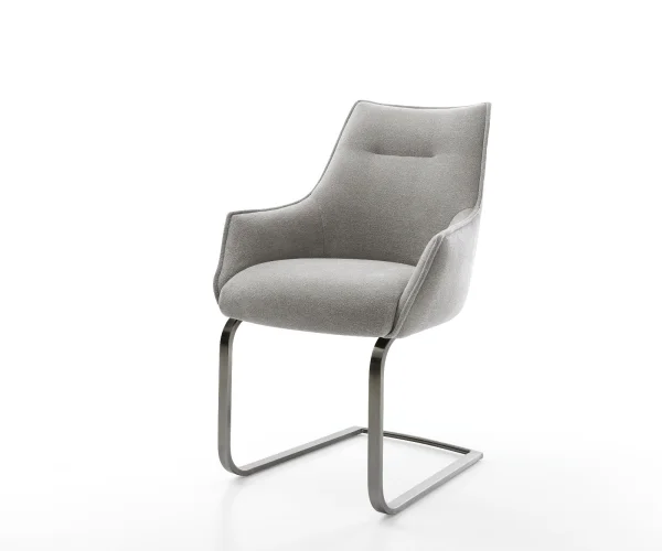 Cantilever Alja-Flex avec accoudoirs tissu structuré doux gris pied cantilever plat grafiete resorts ensachés