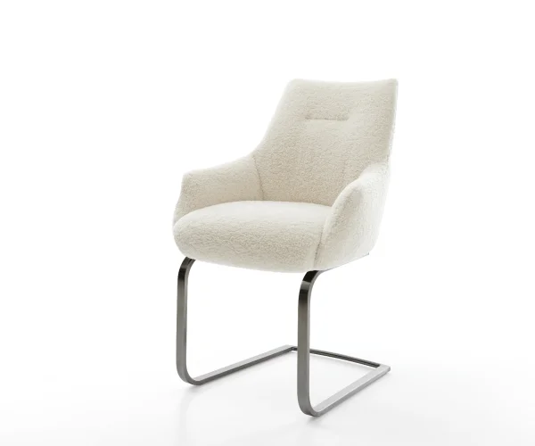 Cantilever Alja-Flex avec accoudoirs tissu teddy beige pied cantilever plat grafiete resorts ensachés