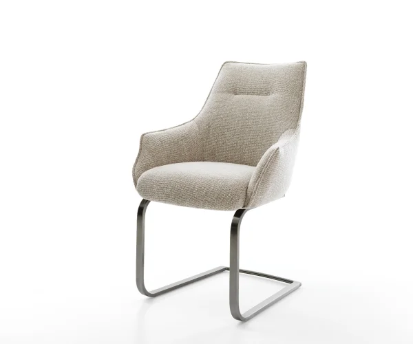 Cantilever Alja-Flex avec accoudoirs tissu tissé doux beige pied cantilever plat grafiete resorts ensachés