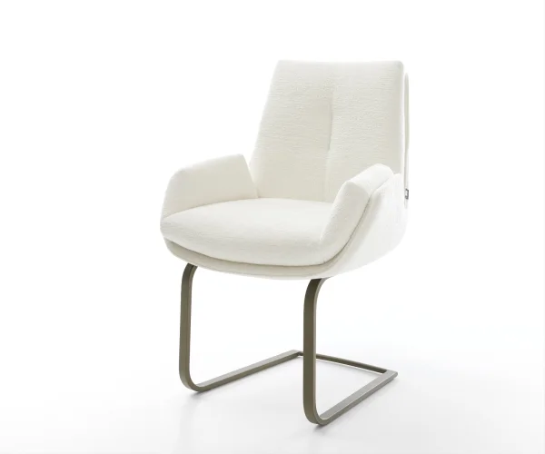 Cantilever Clea-Flex bouclé doux beige pied cantilever plat aspect titane