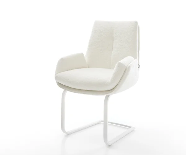 Cantilever Clea-Flex bouclé doux beige pied cantilever plat blanc