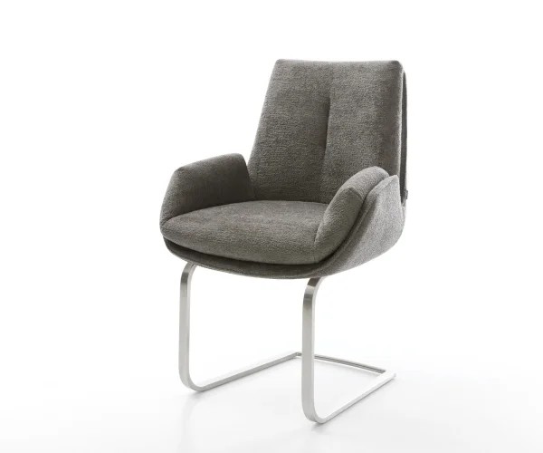 Cantilever Clea-Flex bouclé doux couleur boue pied cantilever plat acier inoxydable