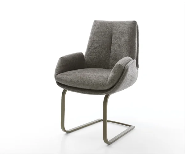 Cantilever Clea-Flex bouclé doux couleur boue pied cantilever plat aspect titane