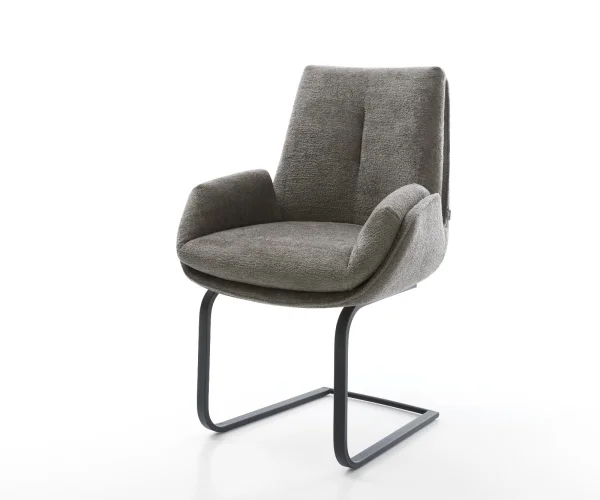 Cantilever Clea-Flex bouclé doux couleur boue pied cantilever plat noir