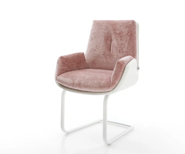 Cantilever Clea-Flex tissu mixte cuir de vache blanc-rose pied cantilever plat blanc