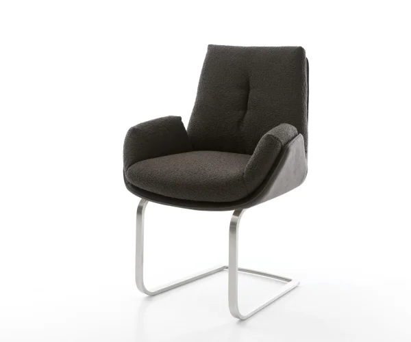 Cantilever Clea-Flex tissu mixte noir pied cantilever plat acier inoxydable brossé