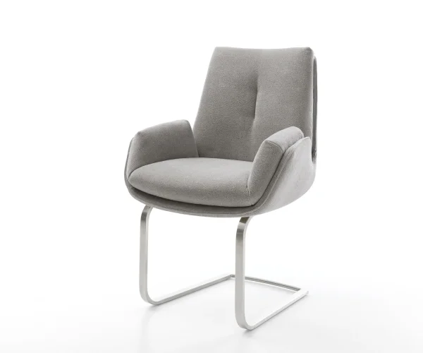 Cantilever Clea-Flex tissu structuré doux gris pied cantilever plat acier inoxydable