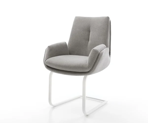 Cantilever Clea-Flex tissu structuré doux gris pied cantilever plat blanc