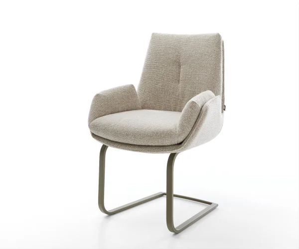 Cantilever Clea-Flex tissu tissé doux beige pied cantilever plat aspect titane