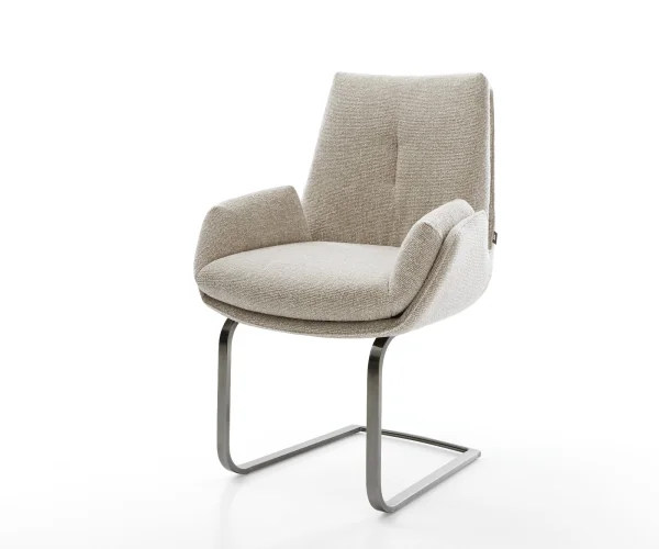 Cantilever Clea-Flex tissu tissé doux beige pied cantilever plat grafiete