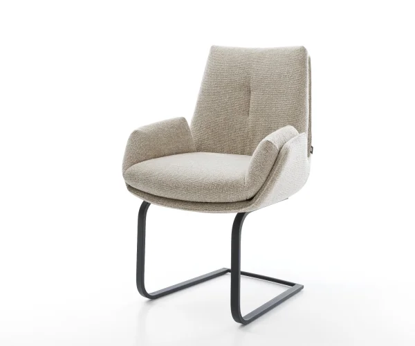 Cantilever Clea-Flex tissu tissé doux beige pied cantilever plat noir