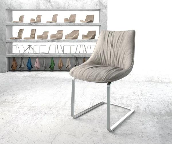Cantilever Elda-Flex rayures gris clair pied cantilever plat acier inoxydable brossé