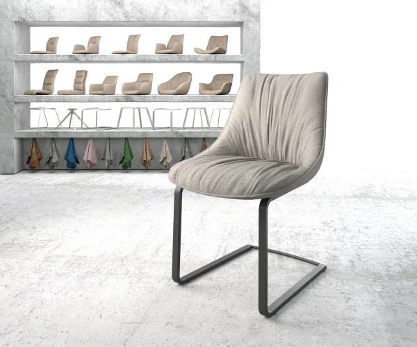 Cantilever Elda-Flex rayures gris clair pied cantilever plat noir