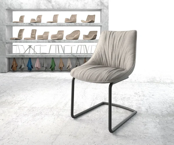 Cantilever Elda-Flex rayures gris clair pied cantilever rond noir