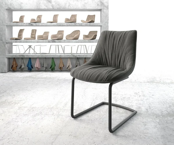 Cantilever Elda-Flex tissu texturé anthracite pied cantilever rond noir