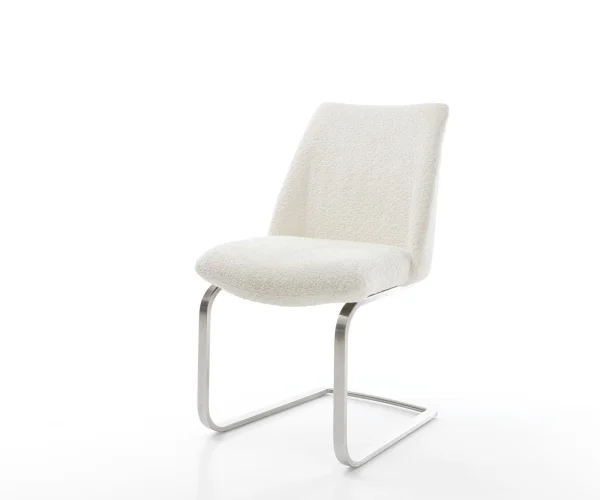 Cantilever Elso-Flex bouclé blanc pied cantilever plat acier inoxydable brossé ressorts ensachés