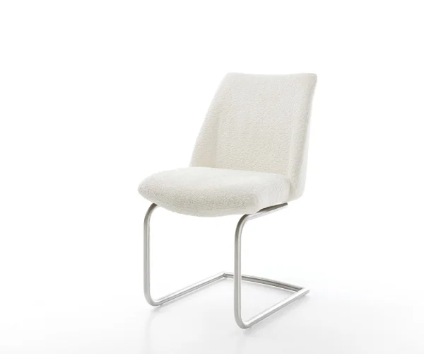 Cantilever Elso-Flex bouclé blanc pied cantilever rond acier inoxydable ressorts ensachés