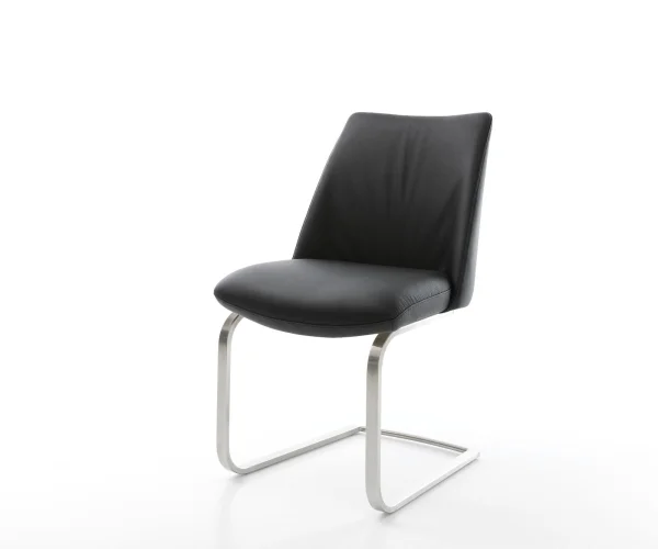 Cantilever Elso-Flex cuir de vache noir pied cantilever plat acier inoxydable ressorts ensachés