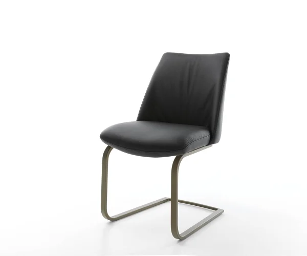 Cantilever Elso-Flex cuir de vache noir pied cantilever plat aspect titane ressorts ensachés