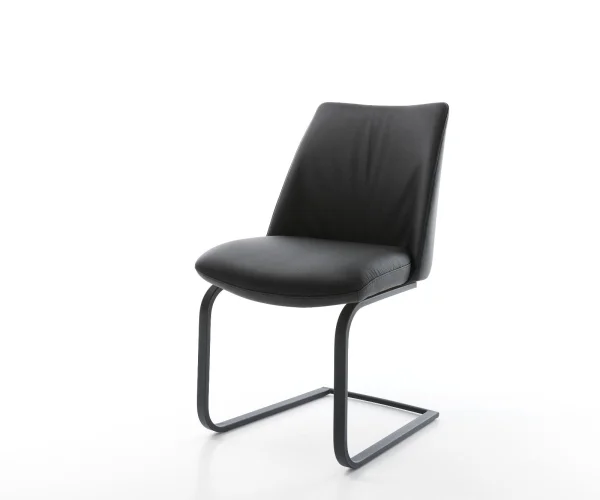 Cantilever Elso-Flex cuir de vache noir pied cantilever plat noir ressorts ensachés