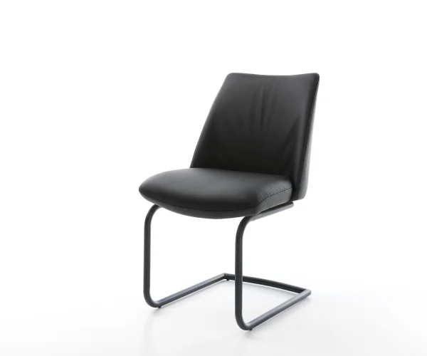 Cantilever Elso-Flex cuir de vache noir pied cantilever rond noir ressorts ensachés