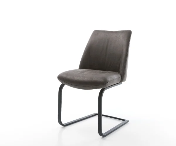 Cantilever Elso-Flex microvelours anthracite vintage pied cantilever plat noir ressorts ensachés