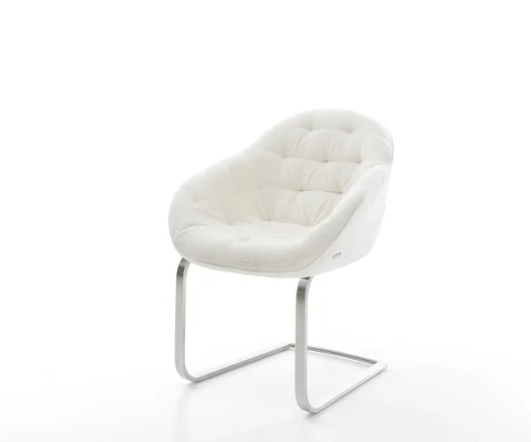 Cantilever Gaio-Flex bouclé doux beige pied cantilever plat acier inoxydable