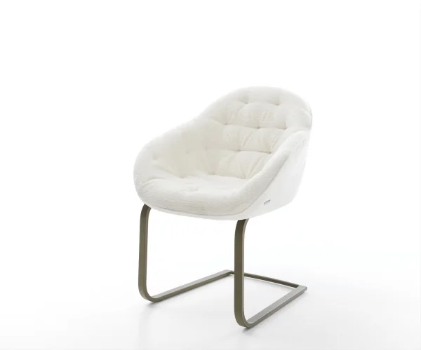 Cantilever Gaio-Flex bouclé doux beige pied cantilever plat aspect titane