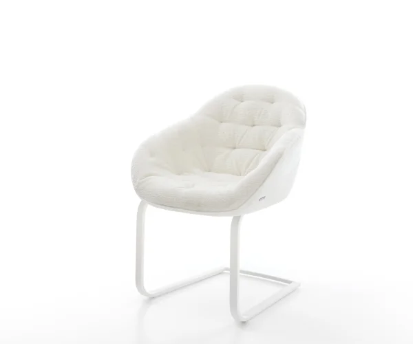 Cantilever Gaio-Flex bouclé doux beige pied cantilever plat blanc