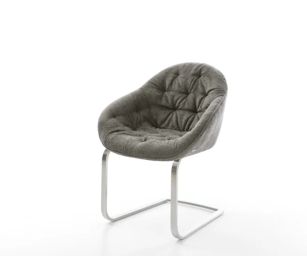 Cantilever Gaio-Flex bouclé doux couleur boue pied cantilever plat acier inoxydable