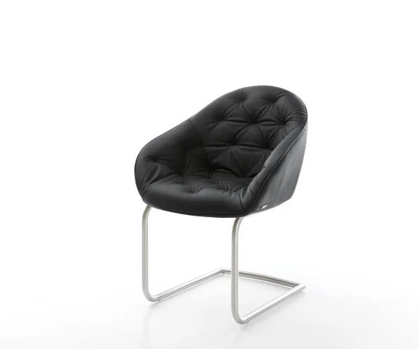 Cantilever Gaio-Flex cuir véritable noir cantilever rond acier inoxydable